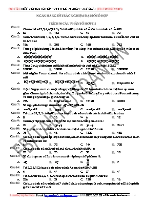 Toán 11 - Ngân hàng đề trắc nghiệm Đại số tổ hợp
